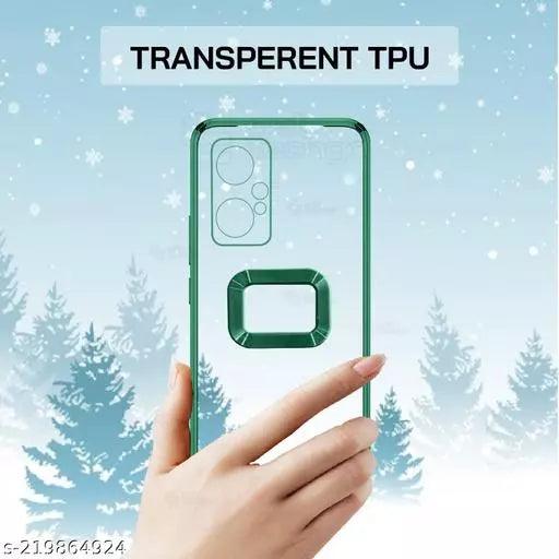 Green 6D Chrome Logo Cut Transparent Case for Oneplus Nord CE 2 Lite