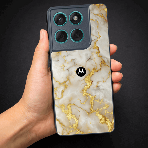 Gold Vein Glory metal back case for Motorola EDGE 60 Fusion