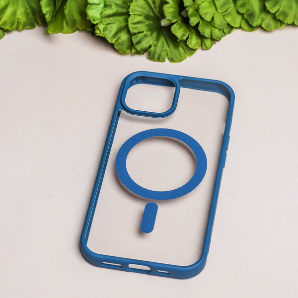 Navy Blue MagSafe Clear Transparent Silicone case for Apple iphone 13 - The Hatke