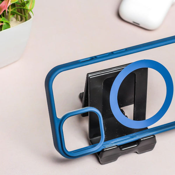 Navy Blue MagSafe Clear Transparent Silicone case for Apple iphone 15 Pro - The Hatke