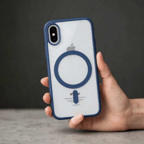 Navy Blue MagSafe Clear Transparent Silicone case for Apple iphone X/xs - The Hatke
