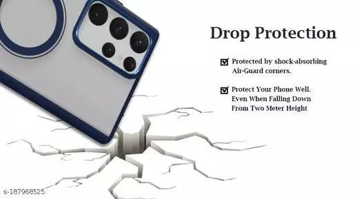 Navy Blue MagSafe Clear Transparent Silicone case for Samsung S23 Ultra - The Hatke