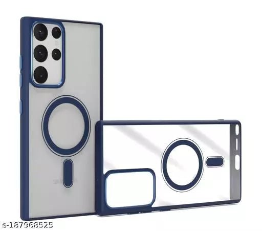 Navy Blue MagSafe Clear Transparent Silicone case for Samsung S23 Ultra - The Hatke