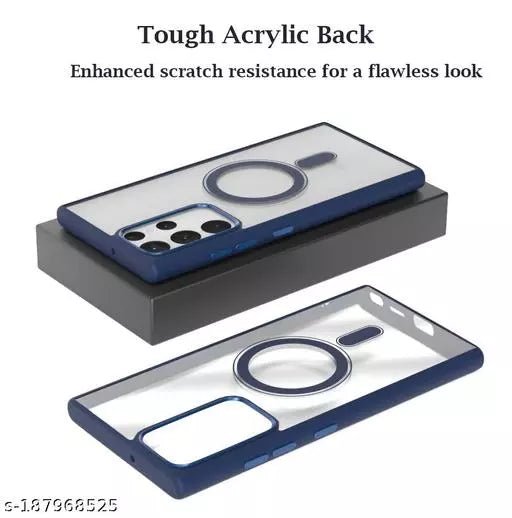 Navy Blue MagSafe Clear Transparent Silicone case for Samsung S23 Ultra - The Hatke