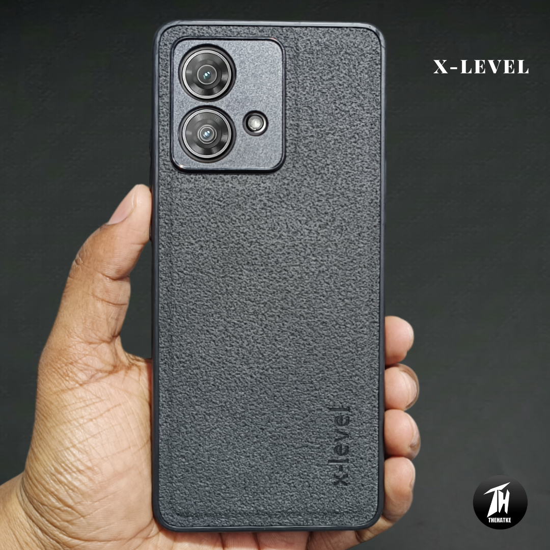 X-LEVEL Black Leather Case for Motorola Edge 40 Neo