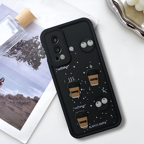 Black COFFEE (ALWAYS HAPPY) Silicone case for Oneplus Nord 2