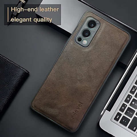 X-LEVEL Dark Brown Leather Case for Oneplus Nord 2