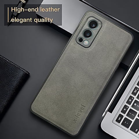X-LEVEL Grey Leather Case for Oneplus Nord 2