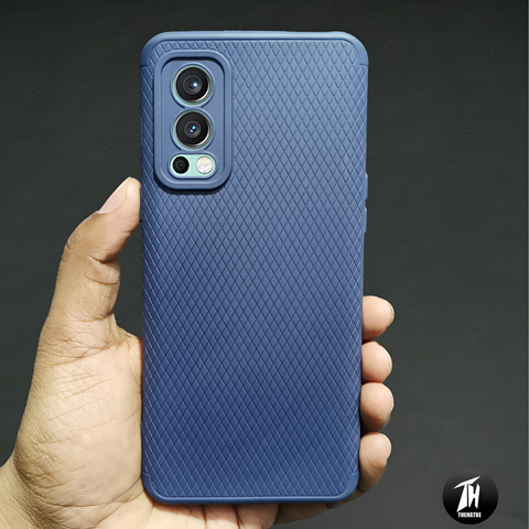 Dark Blue Line Wave Silicone Case for Oneplus Nord 2