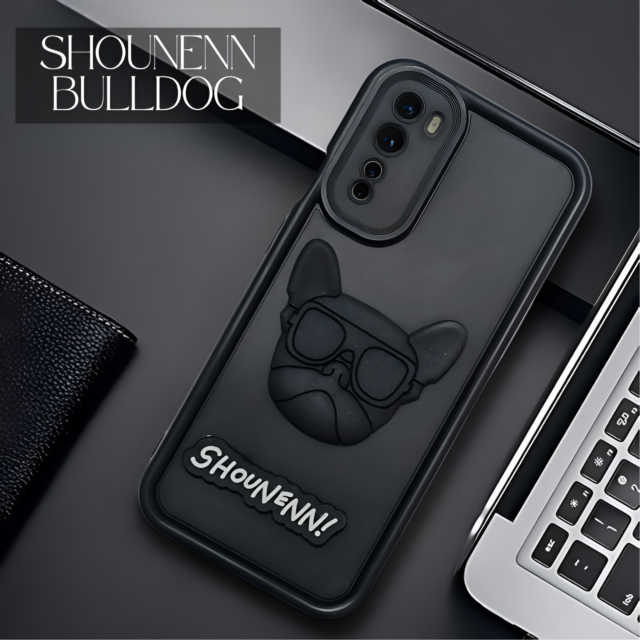 Black SHOUNENN BULLDOG Silicone case for Oneplus Nord