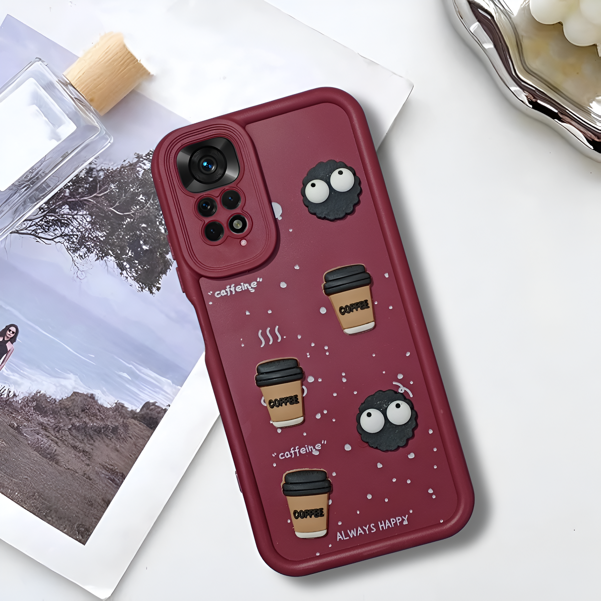 Mehroon COFFEE (ALWAYS HAPPY) Silicone case for Redmi Note 11