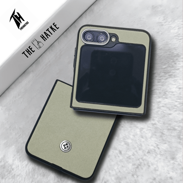 Off White Classy Leather Case for Samsung Galaxy Z FLIP 5 - The Hatke