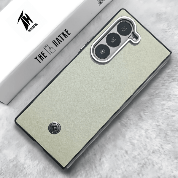Off White Classy Leather Case for Samsung Galaxy Z Fold 5 - The Hatke