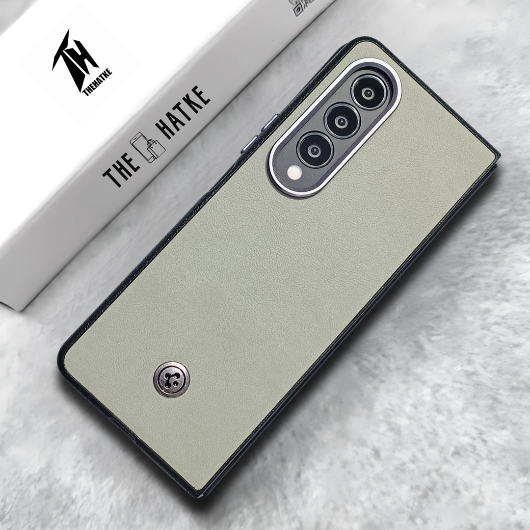 Off White Classy Leather Case for Samsung Galaxy Z Fold 4