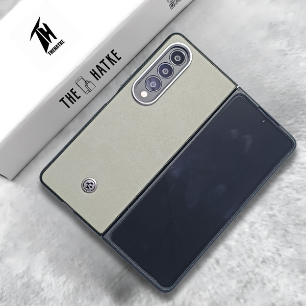 Off White Classy Leather Case for Samsung Galaxy Z Fold 4