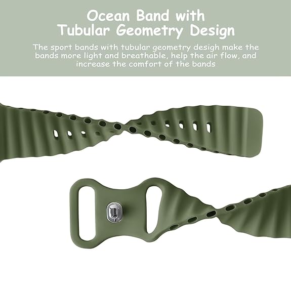 Olive Green Ocean Loop Watch Strap For apple For Apple Watch SERIES 3 (42mm/44mm/45mm/46mm/49mm) - The Hatke