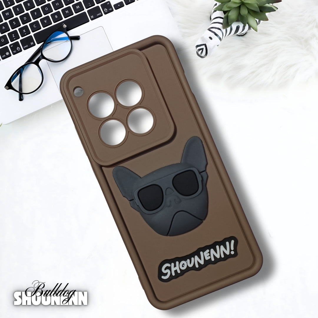 Brown SHOUNENN BULLDOG Silicone case for Oneplus 12R