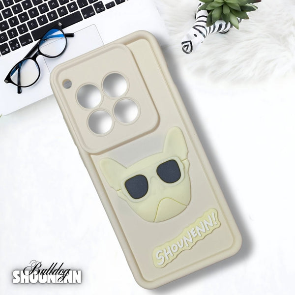 Cream SHOUNENN BULLDOG Silicone case for Oneplus 12