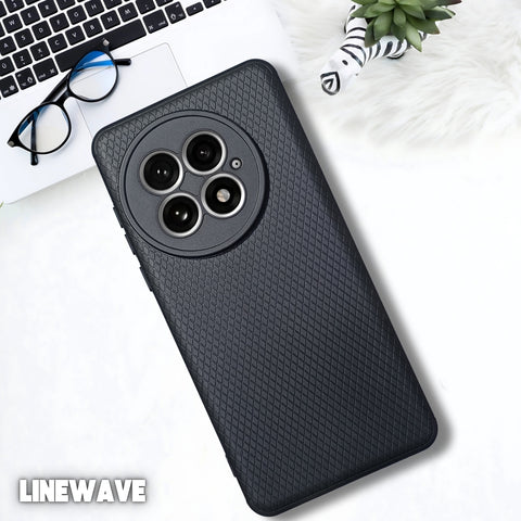 Black Line Wave Silicone Case for Oneplus 13
