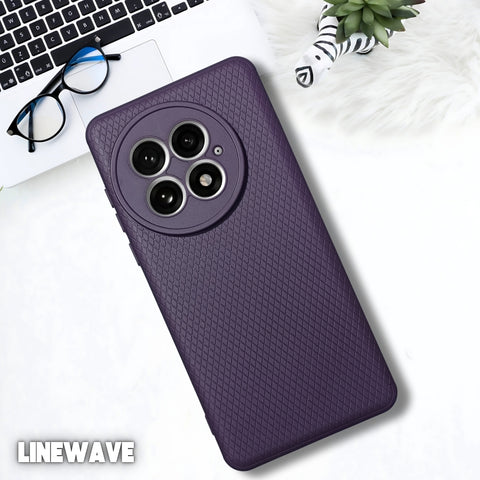 Deep Purple Line Wave Silicone Case for Oneplus 13