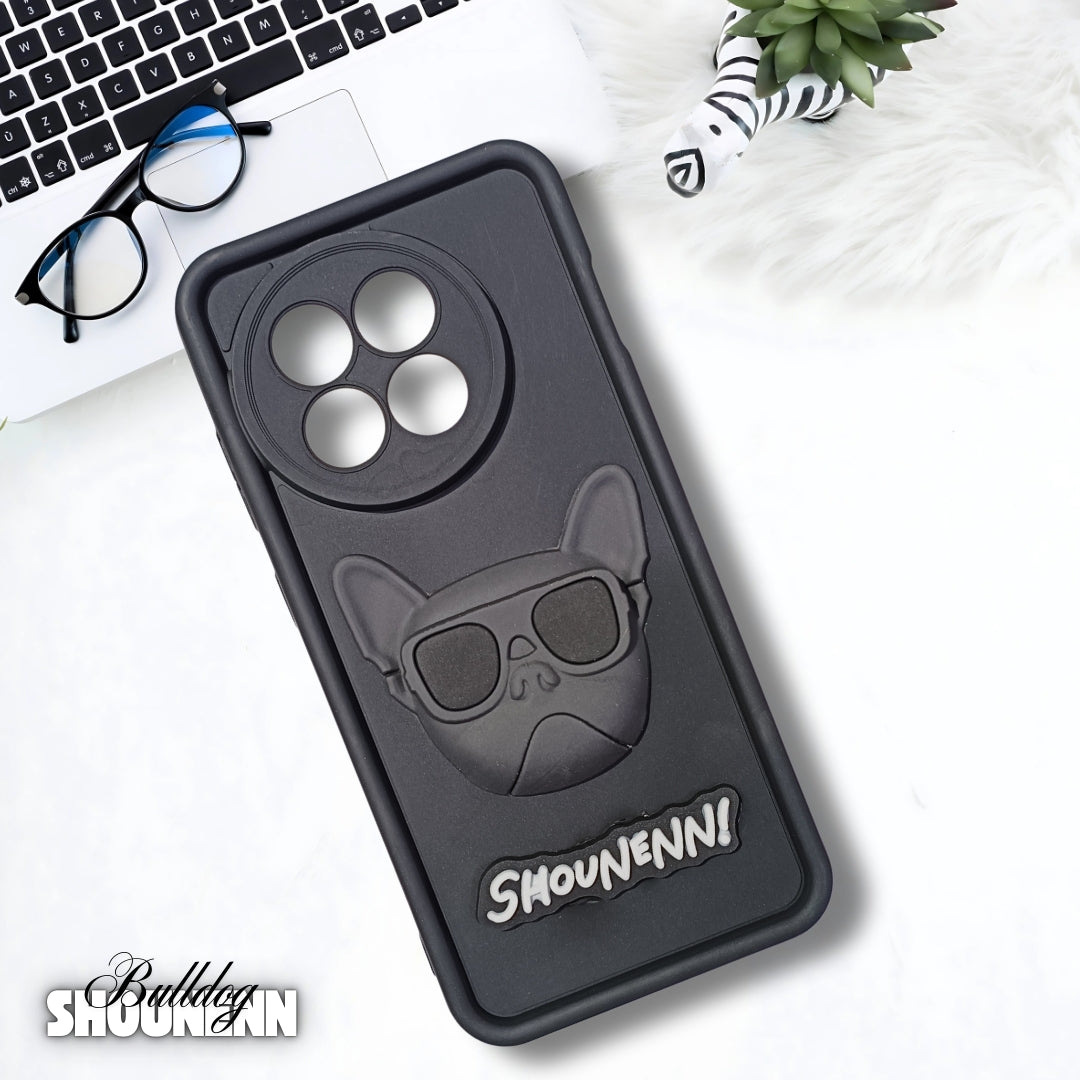 Black SHOUNENN BULLDOG Silicone case for Oneplus 13R