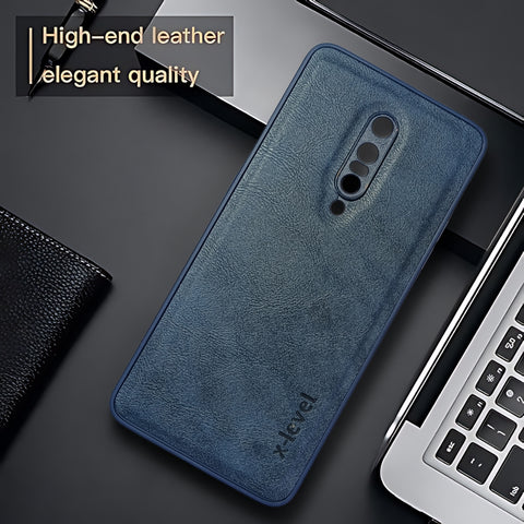 X-LEVEL Blue Leather Case for Oneplus 7 Pro
