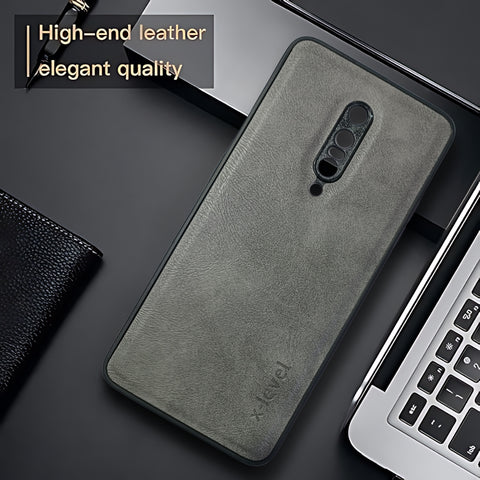 X-LEVEL Grey Leather Case for Oneplus 7 Pro