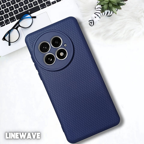 Dark Blue Line Wave Silicone Case for Oneplus 13