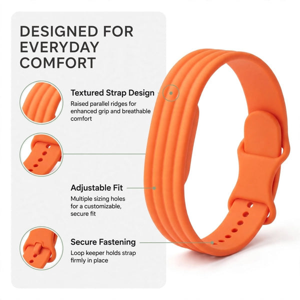 Orange Lining Silicone Strap For Google Fitbit Air - The Hatke