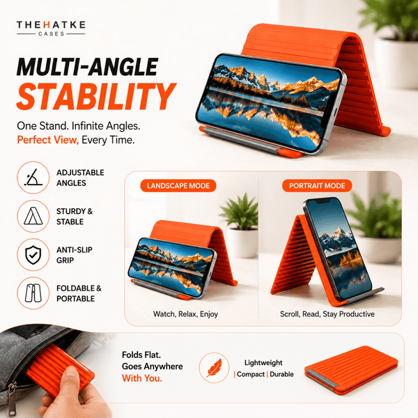 Orange Magic foldable flexible silicone stand - The Hatke