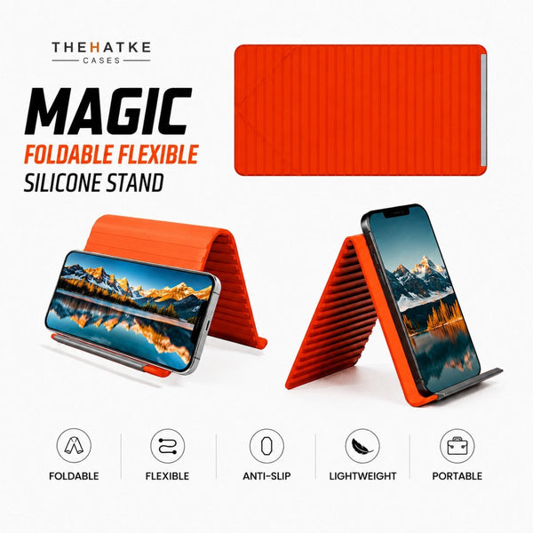 Orange Magic foldable flexible silicone stand - The Hatke
