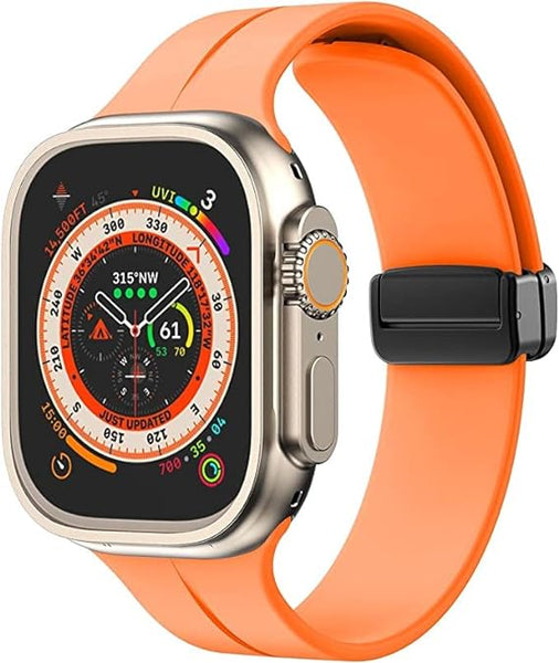 Orange Magnetic Clasp Adjustable Strap For Apple Watch SERIES 2 (42mm/44mm/45mm/46mm/49mm) - The Hatke