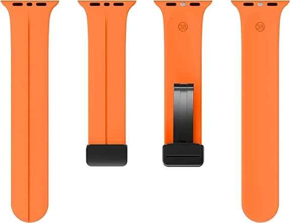 Orange Magnetic Clasp Adjustable Strap For Apple Watch SERIES 6 (42mm/44mm/45mm/46mm/49mm) - The Hatke