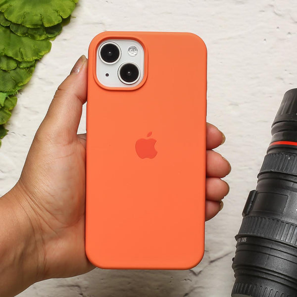Orange Original Silicone case for Apple iphone 14 Plus - The Hatke