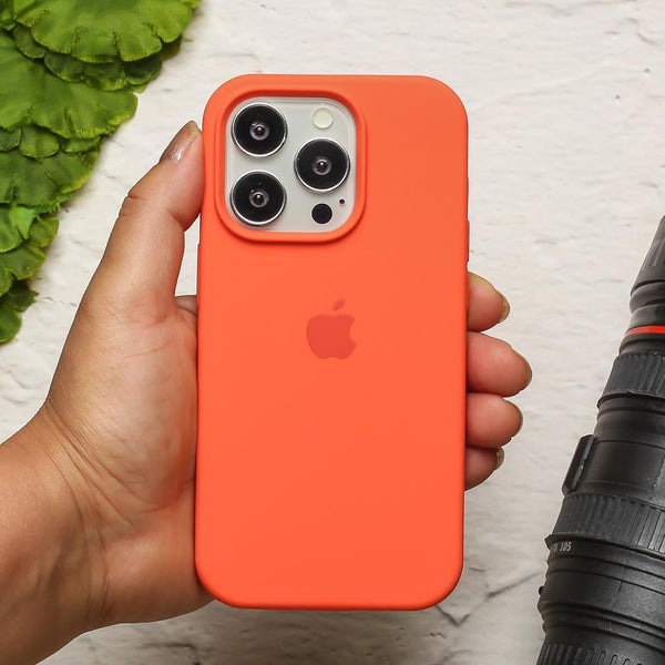 Orange Original Silicone case for Apple iphone 15 pro - The Hatke