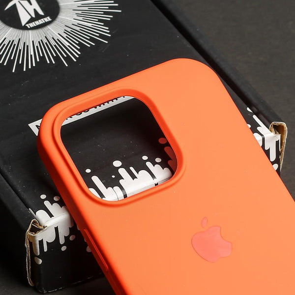 Orange Original Silicone case for Apple iphone 15 pro - The Hatke