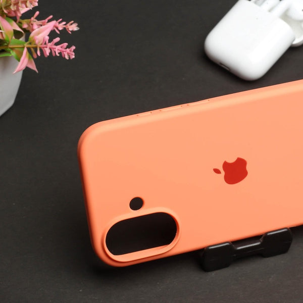 Orange Original Silicone case for Apple iphone 16 Plus - The Hatke