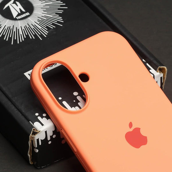 Orange Original Silicone case for Apple iphone 16 Plus - The Hatke