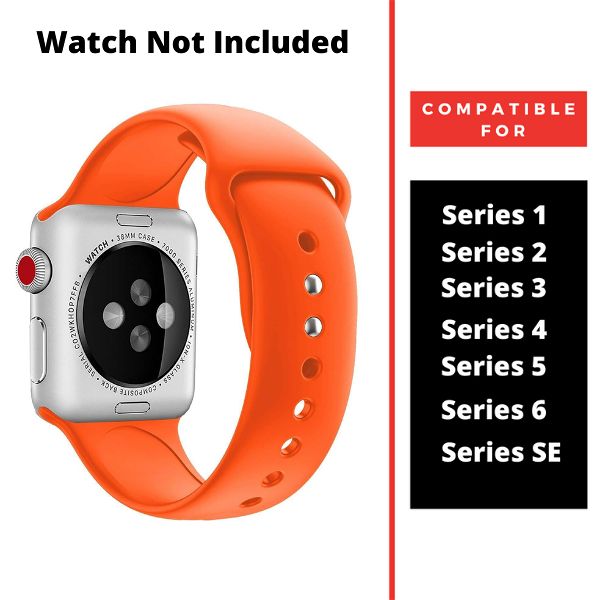 Orange Plain Silicone Strap For Apple Watch Series 4 (38mm/40mm/41mm) - The Hatke