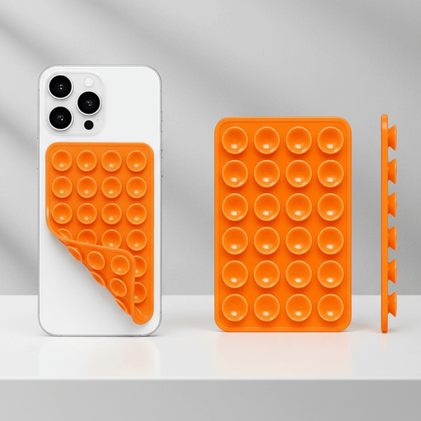 Orange Sticky Phone Stand Silicone Suction Phone Case Mount For Mobile - The Hatke