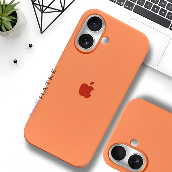 Orange Original Silicone case for Apple iphone 16 Plus