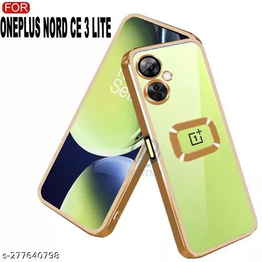 Gold 6D Chrome Logo Cut Transparent Case for Oneplus Nord CE 3 Lite