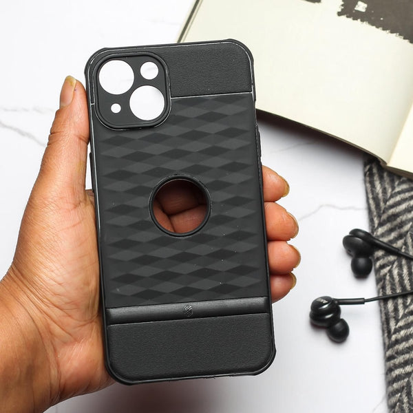Parallex Engraved logo silicon Case for Apple Iphone 13 - The Hatke