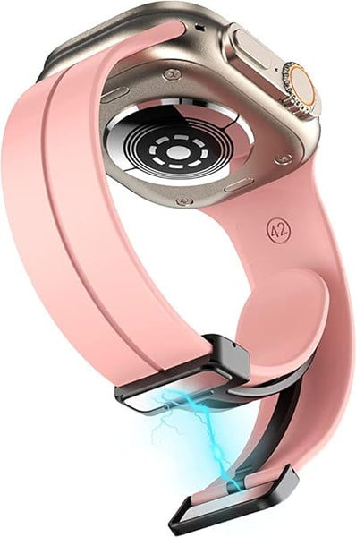 Peach Magnetic Clasp Adjustable Strap For Apple Watch SERIES 4 (42mm/44mm/45mm/46mm/49mm) - The Hatke