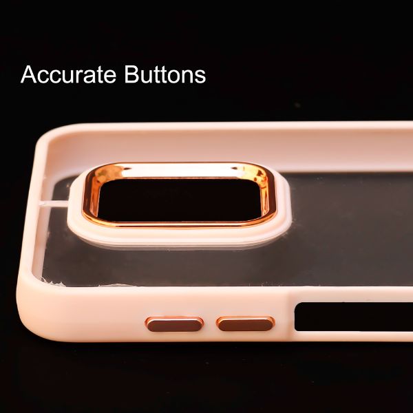 Peach Metal Safe Transparent Case for Redmi Note 9 Pro - The Hatke