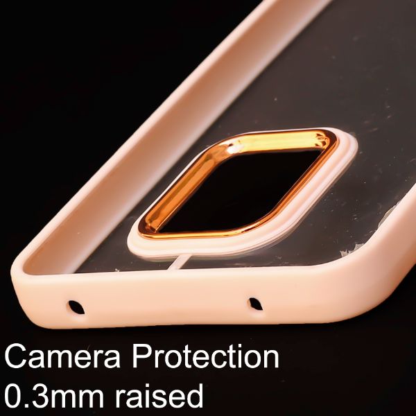 Peach Metal Safe Transparent Case for Redmi Note 9 Pro - The Hatke