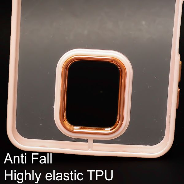 Peach Metal Safe Transparent Case for Redmi Note 9 Pro - The Hatke