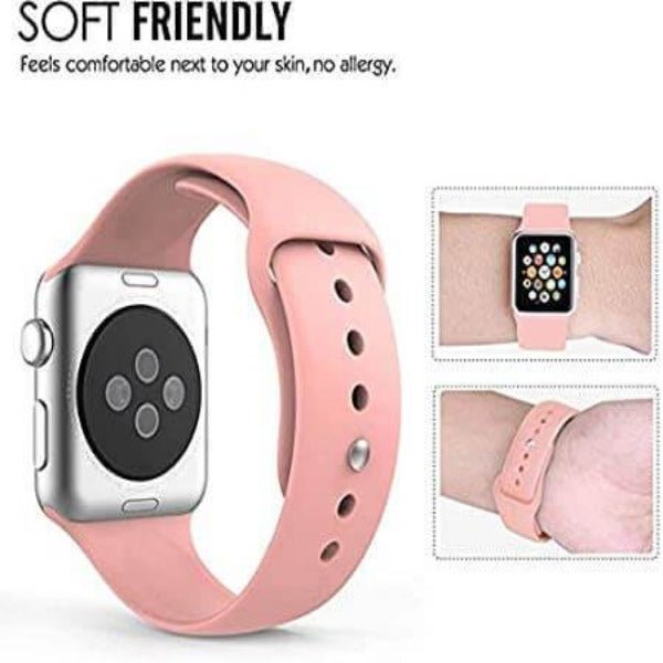 Peach Plain Silicone Strap For Watch Series 5 (42mm/44mm/45mm/46mm/49mm) - The Hatke