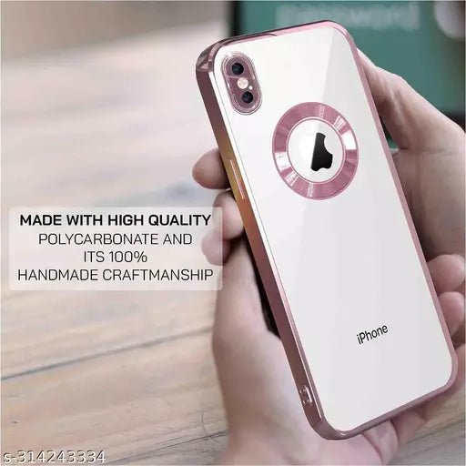Pink 6D Chrome Logo Cut Transparent Case for Apple iphone X/Xs - The Hatke