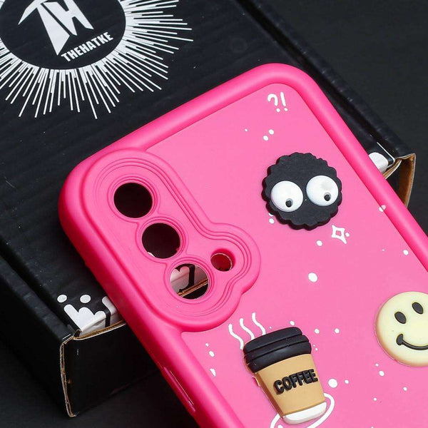 Pink COFFEE (ALWAYS HAPPY) Silicone case for Oneplus Nord CE - The Hatke